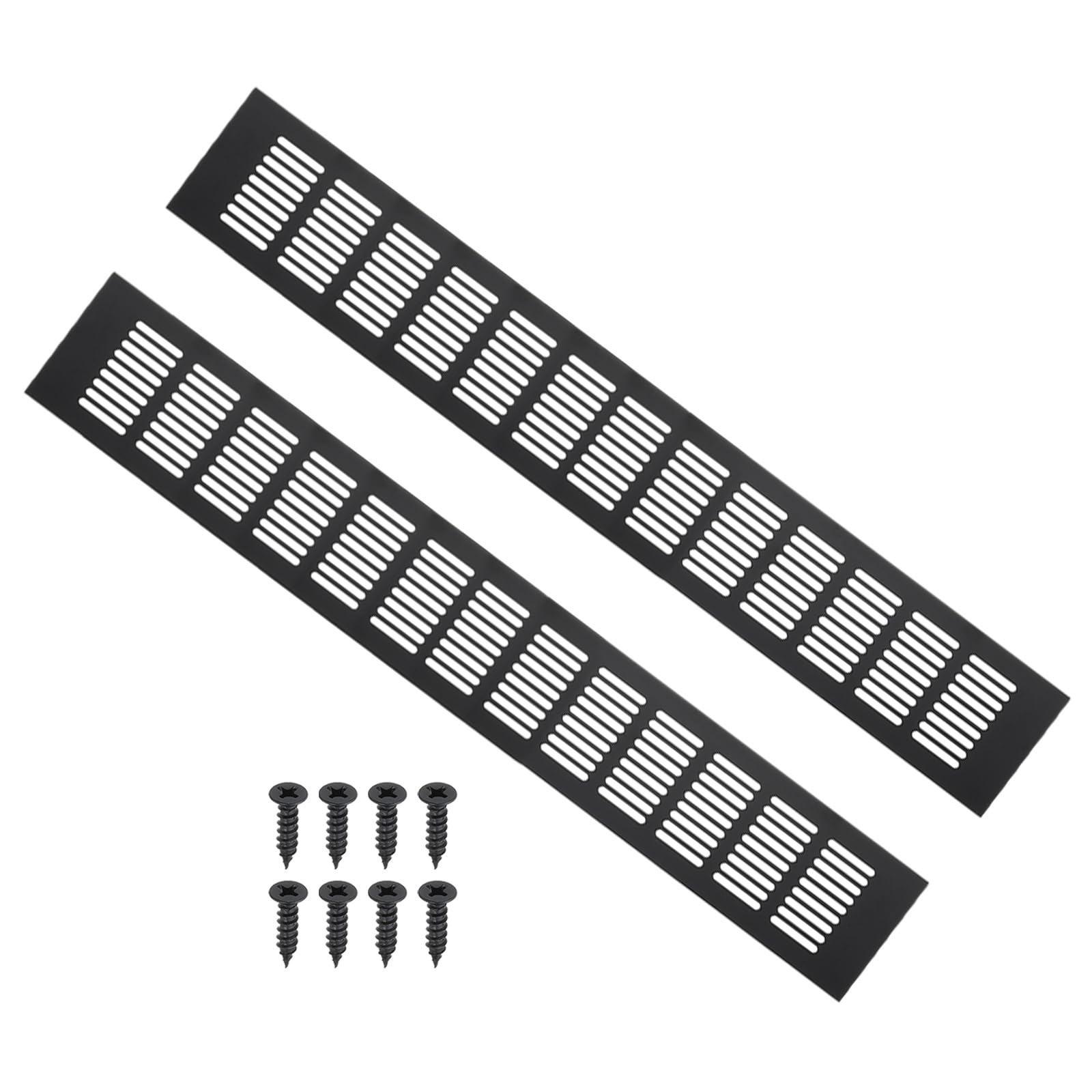 PATIKIL 20 x 3.2 Inch Door Air Vent Cover, 2pcs Aluminum Grille Ventilation Cover Louvered with Mounting Screws for Cabinet Wardrobe Door, Black