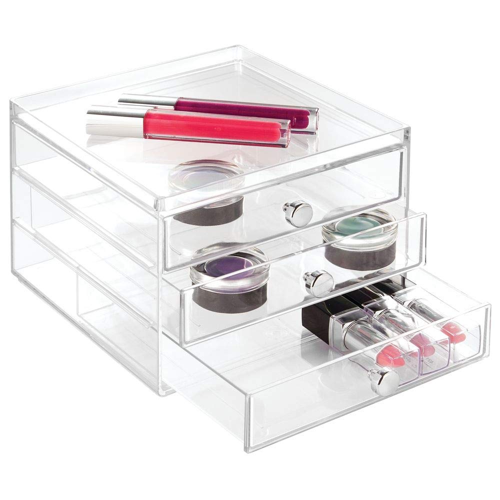 InterDesign Drawers Slim Storage Box with 3 Drawers for Makeup and