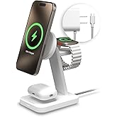 mophie Snap+ 3-in-1 Wireless Charging Stand - MagSafe & Qi2 Certified, Compatible with iPhone 16/15/14/13/12, Apple Watch, Ai