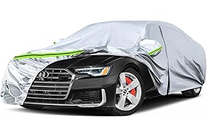 SPORTULI Waterproof Car Covers Replace for 2004-2025 Audi A6/S6, 6 Layers Silver All Weather Custom-fit Car Cover with Zipper Door & Windproof Bands for Snow Rain Dust Hail Protection