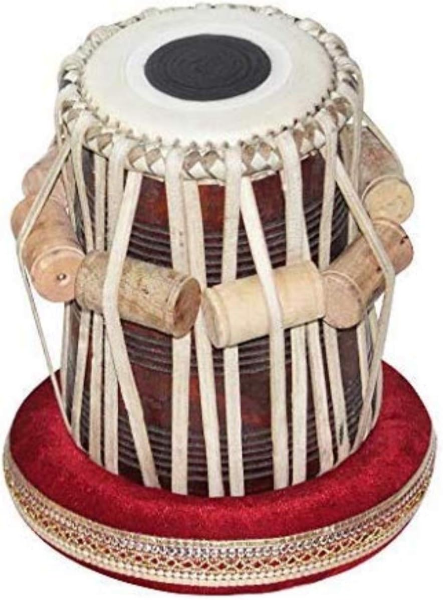 Khushi Musicals Special Sheesham Wood Dayan Hand Made Pudi Tabla/Dayan, Brown Color With Hammer, Cushions & Cover (5 Inch Pudi C# Scale Tabla)