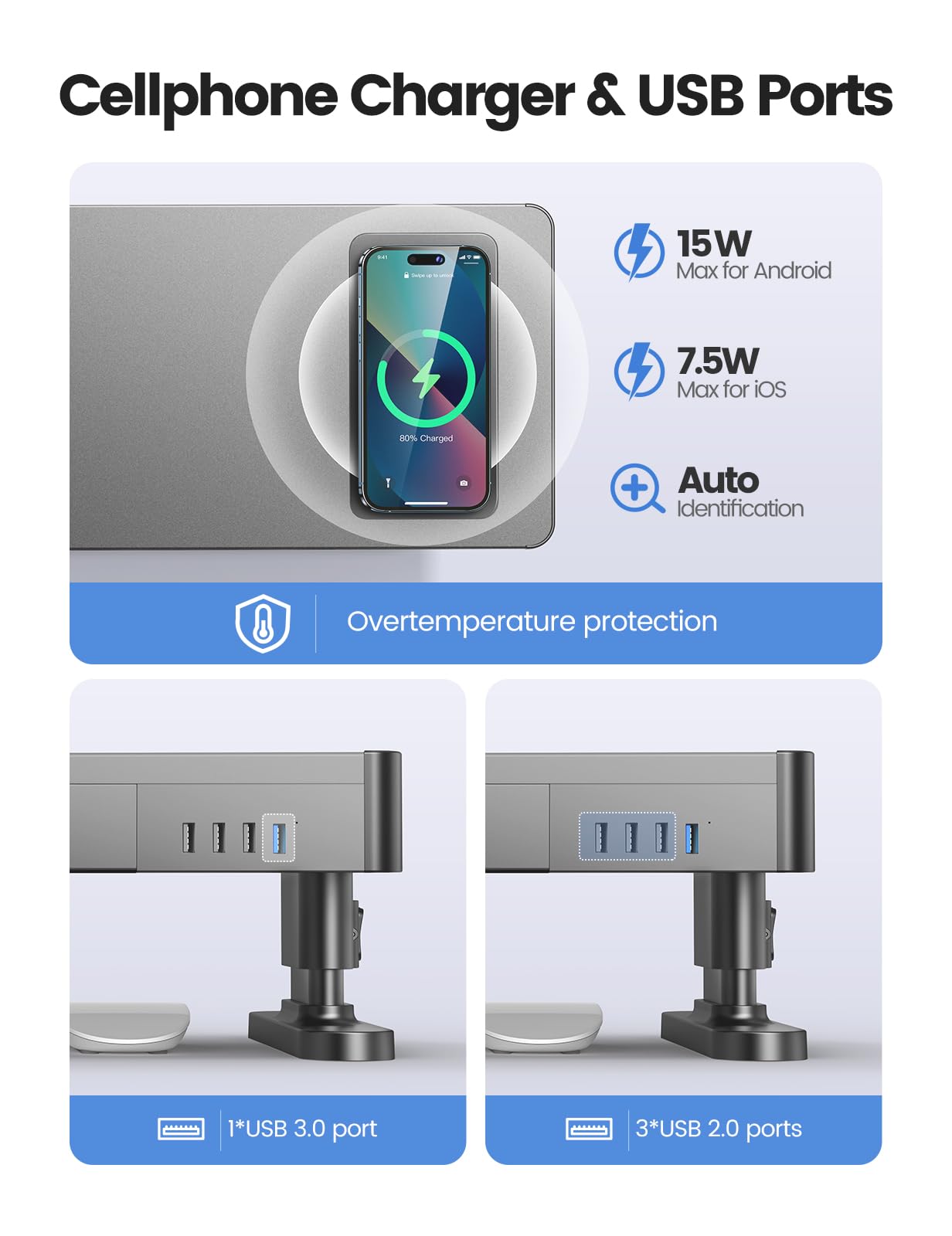 Mua meatanty Dual Monitor Stand with 4 Adjustable Heights, Auto Phone ...