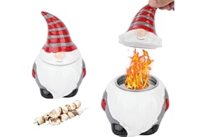 MOCOOS Tabletop Fire Pit Bowl, Ceramic Mini Fire Pit, Ethanol Portable Fire Pit for Camping, Christmas Gnomes Smokeless Firepit, Great for Indoor & Outdoor Decor, Christmas Decorations, Unique Gift
