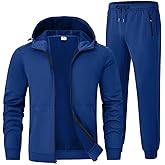 Rdruko Men's Fleece Sweat Track Suit Hooded Winter Warm Up Jogger Workout Athletic Tracksuits Sweatsuits 2 Piece Set