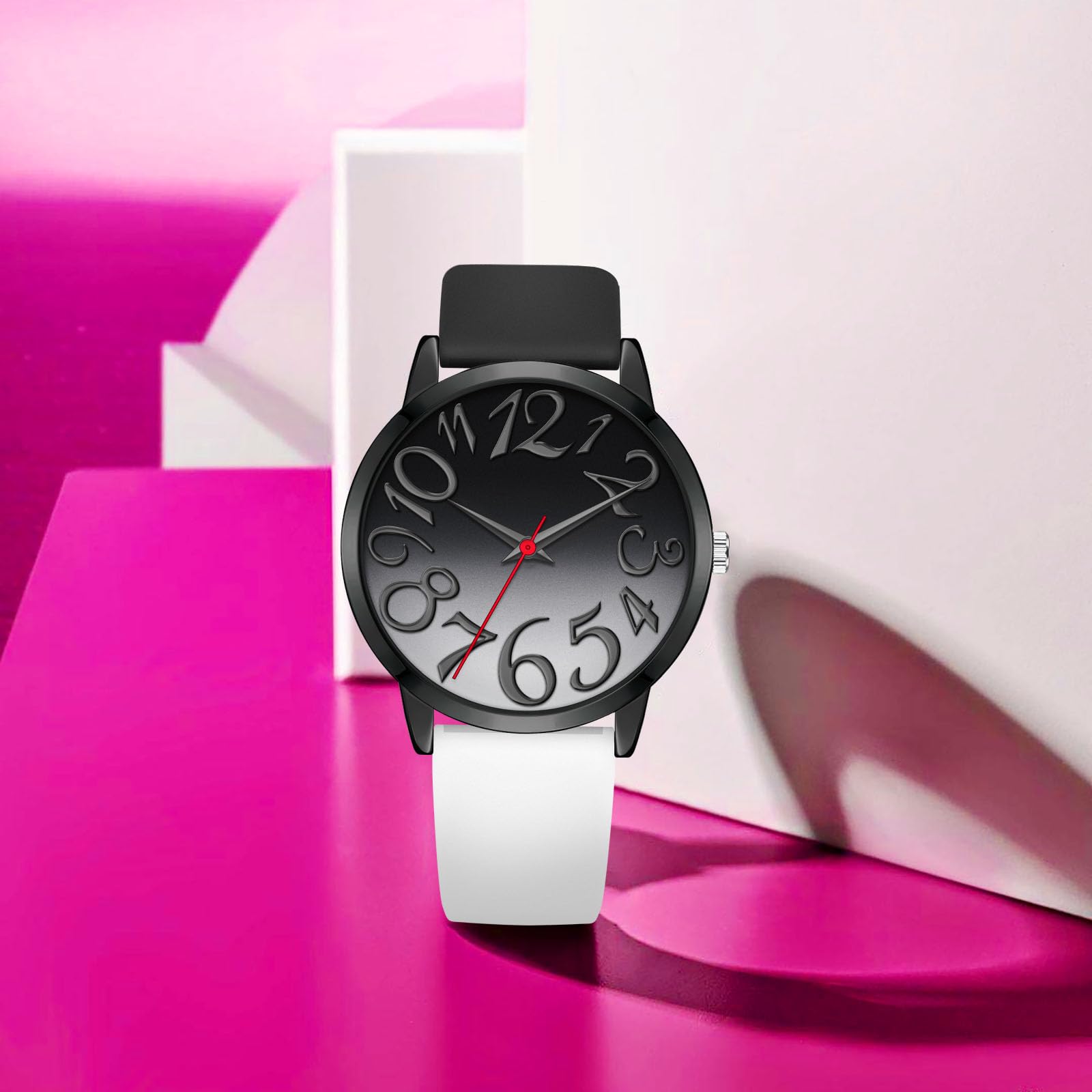 Bisley 37MM Women Watch Patchwork Silicone Watch Big Face Easy to Read Waterproof Watch