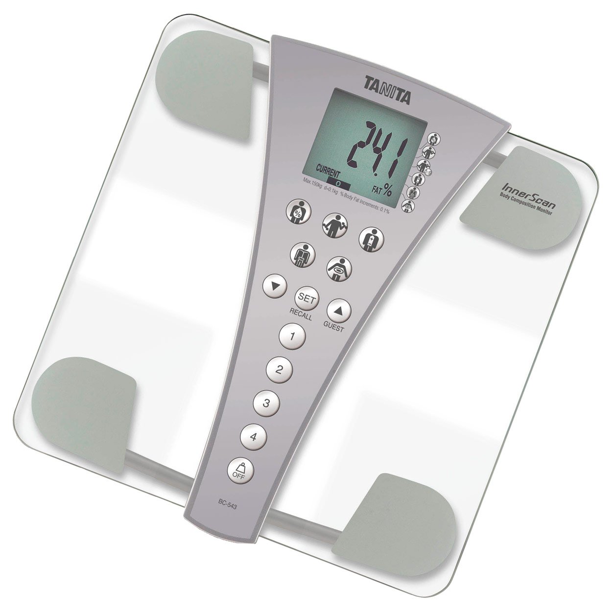 TANITA BC-543 Easy To Use Glass BIA Body Composition Scale 9 Measurements White