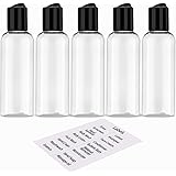 DNSEN 5 Pack 3.4 oz Travel Bottles for Toiletries TSA Approved Leakproof Plastic Empty Travel Size Bottles Containers with La