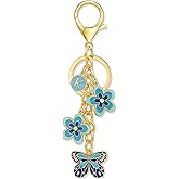 Yeeyeow Cute Initial Letter Flower and Butterfly Keychain for Women Purse Charms Bag Charms for Handbag Backpack