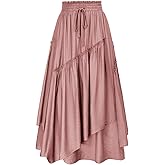 Scarlet Darkness Long Skirts for Women Renaissance Costume Pirate Maxi Skirt Plus Size with Pockets