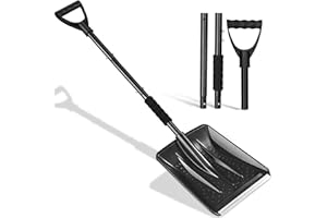 UMUACCAN Snow Shovel - 3 Section Extension Snow Shovel for Car Driveway, Assemblable Snow Removal Shovel with D Shaped Handle for Car Garden Camping Snowman Playing and Emergency (Black)
