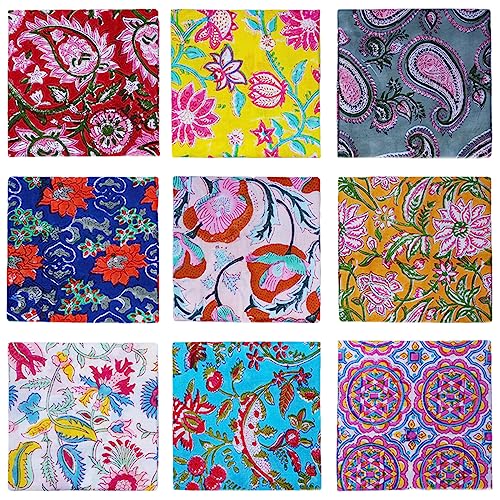 DIYANAIMPEX 10 Pc Cotton Cloth Napkins Hand Block