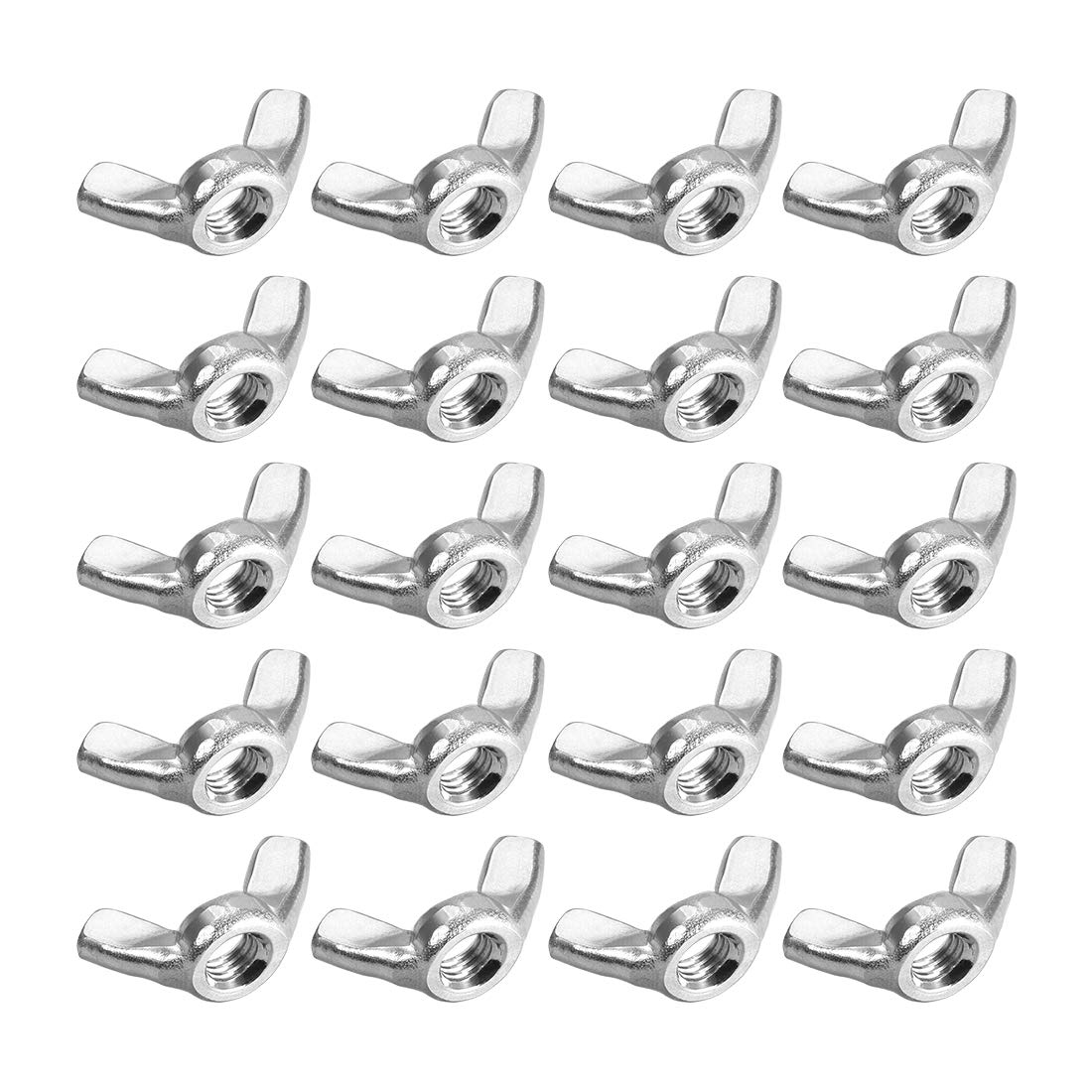 sourcing map M5 Wing Nuts, Stainless Steel 304 Fasteners Parts Hurrican Screws Hand Twist Tighten Ear Butterfly Nut, 20pcs