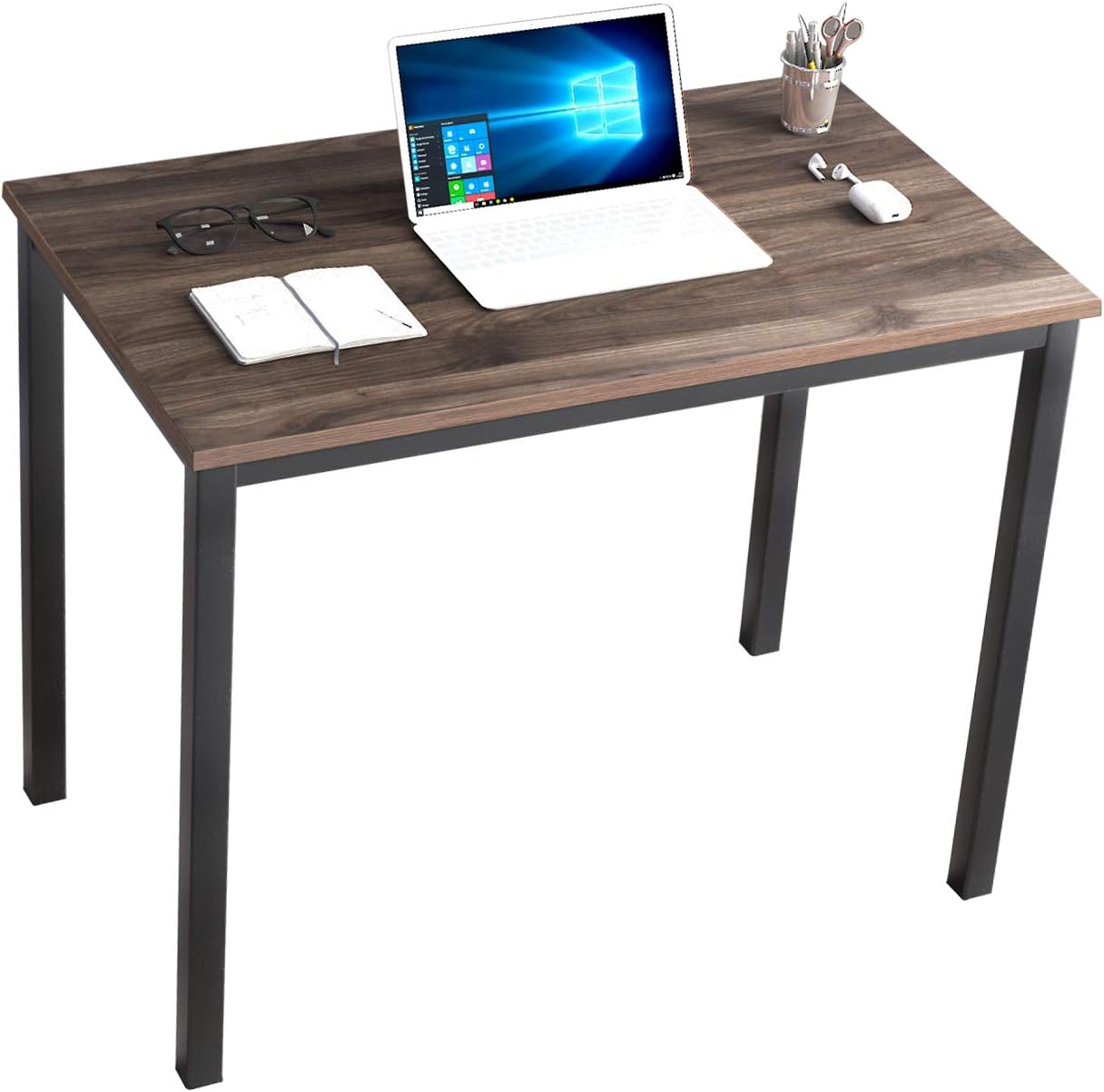 DlandHome 39 inches Small Computer Desk for Home Office Activity Table Writing Table for Small Spaces Study Table Student Laptop Desk (39 inch, Walnut)