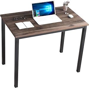 DlandHome 39 inches Small Computer Desk for Home Office Activity Table Writing Table for Small Spaces Study Table Student Laptop Desk (39 inch, Walnut)