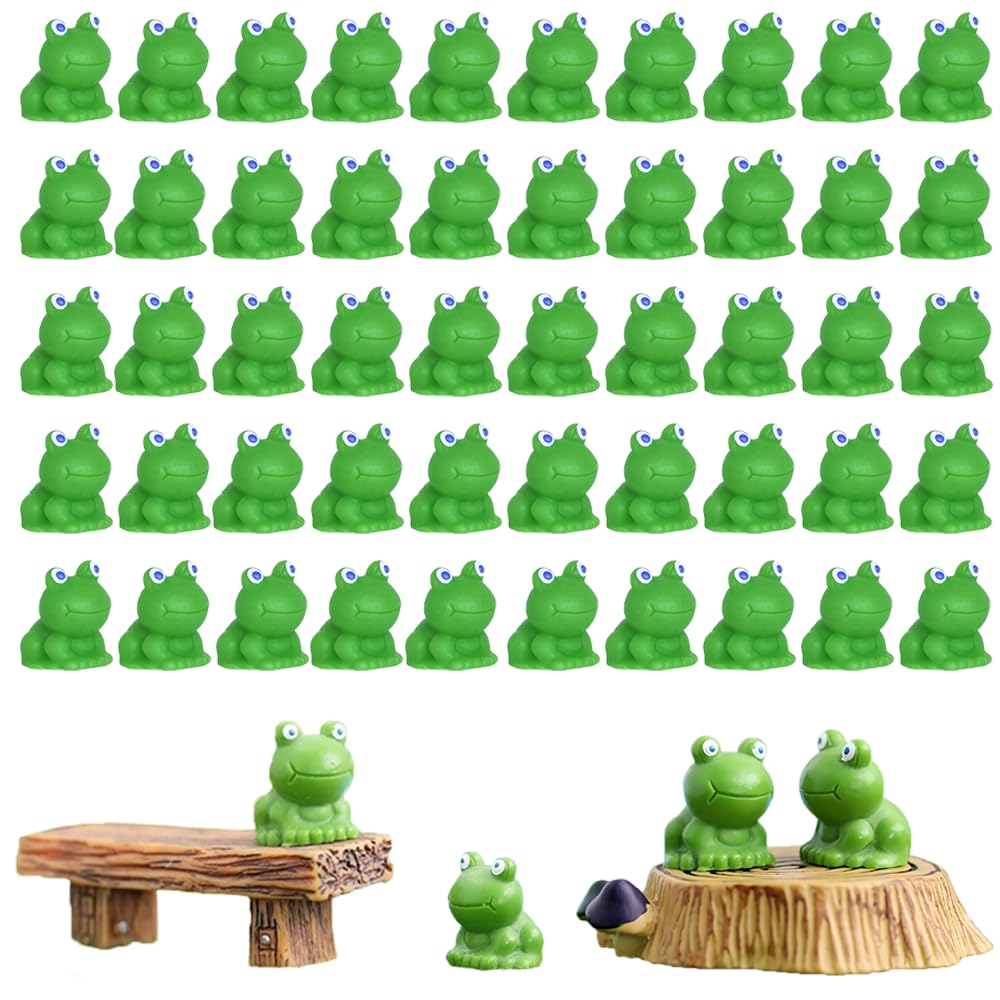 RHQFDM 50 Pieces Mini Resin Frogs Fairy Garden Miniature Moss Landscape Frog Garden Decoration Mini Frog DIY Ornament Mini Resin Frog Figurines Frog Landscape Decoration Micro Frogs