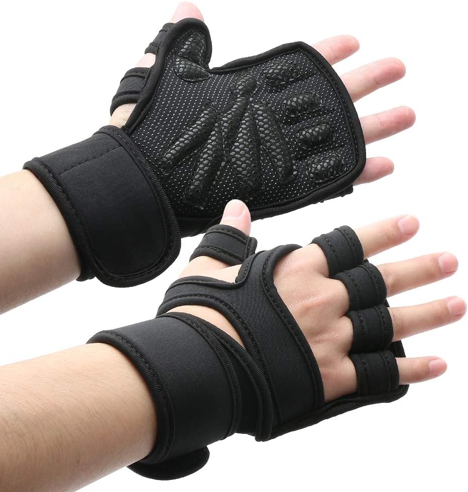 CleanDell Gym Gloves,Fit Active Sports Ventilated Weight Lifting Gloves with Bult-in Wrist Wraps,Full Palm Protection&Extra Grip-Gloves for Men&Women - Ideal for Weightlifting,Crossfit