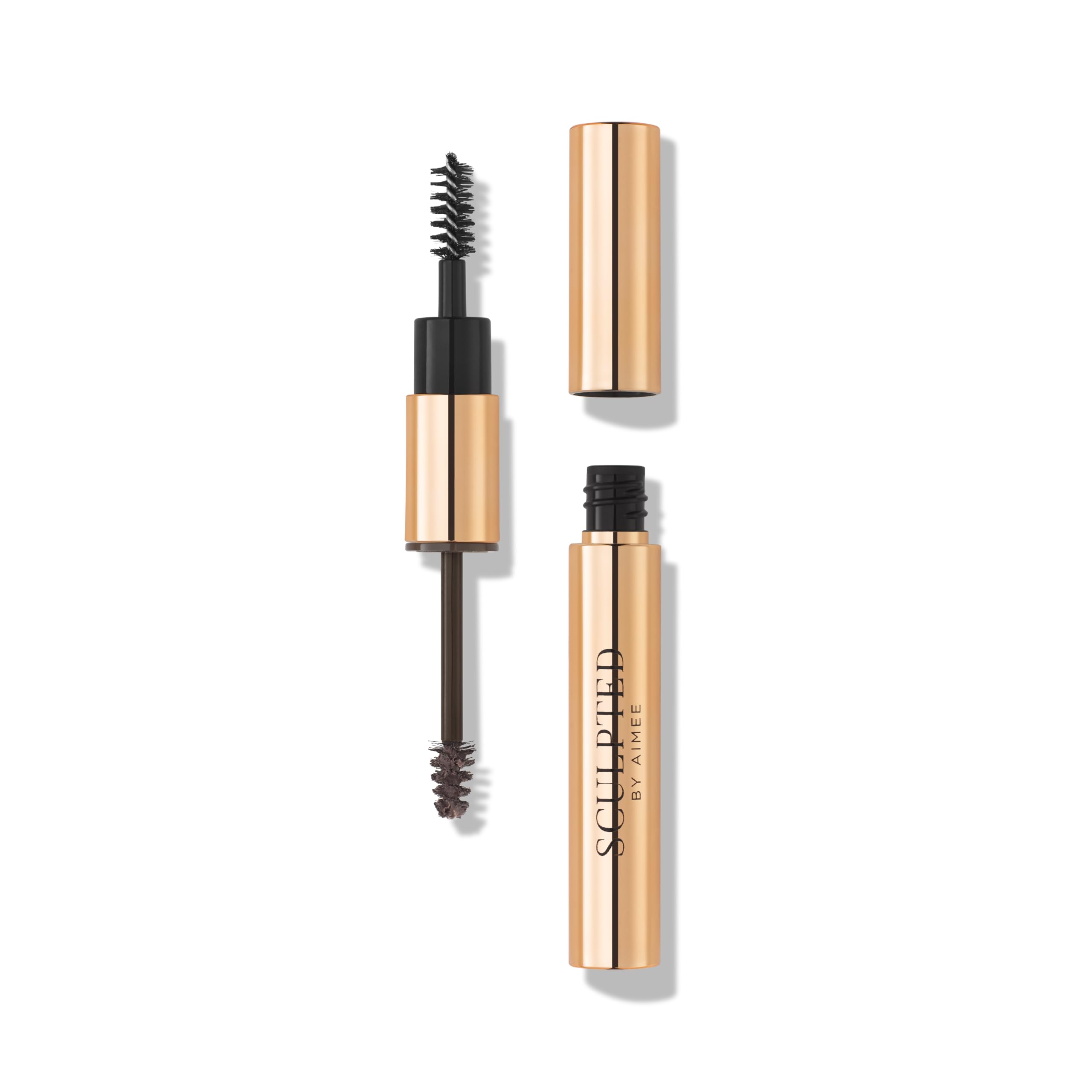EasyBrow Deep Brown from Sculpted by Aimee - Travel-Friendly, Double-Ended, Vegan 2-in-1 Tinted Fibre or Clear Eyebrow Gel with Spoolie