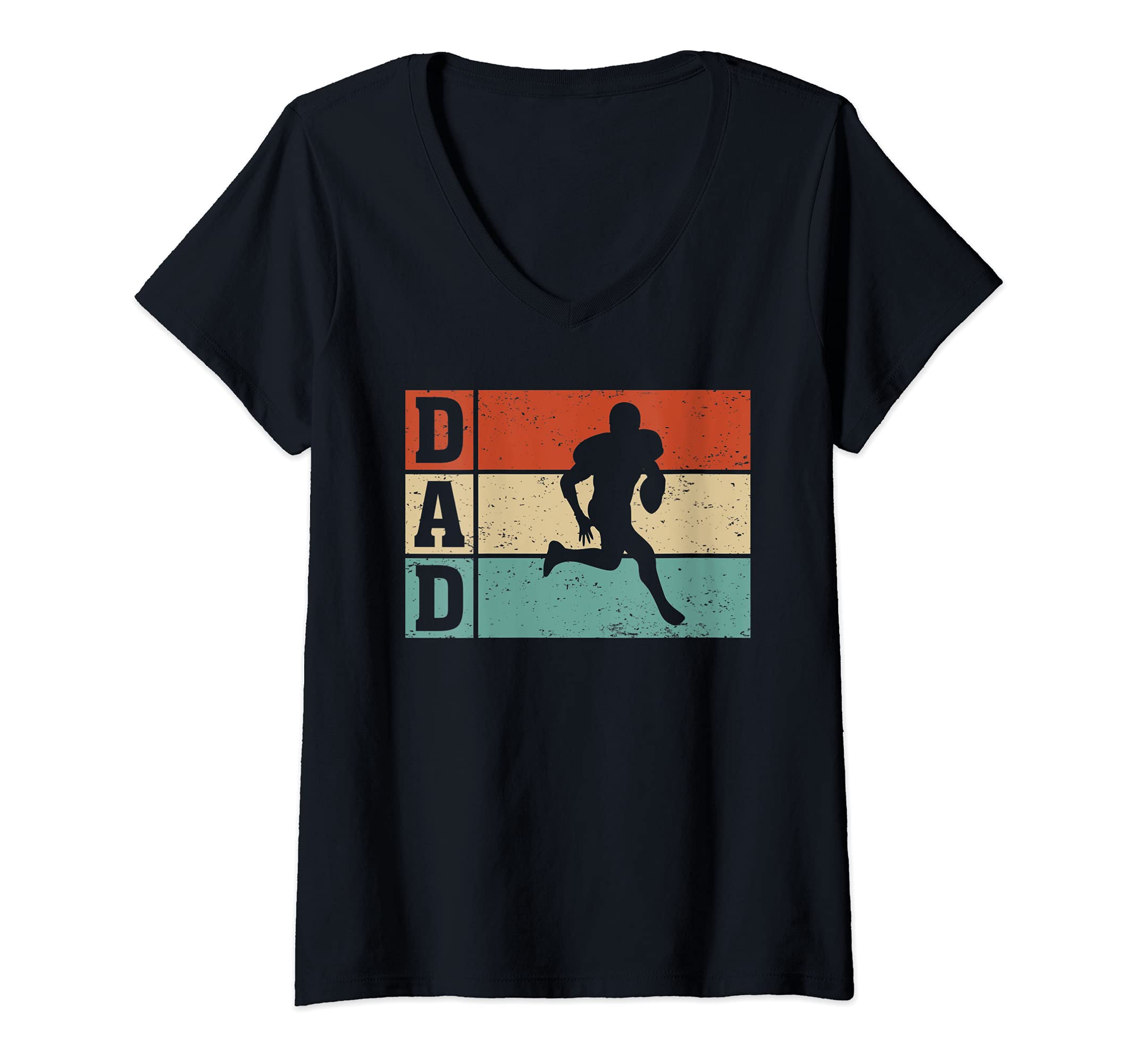 Womens Vintage Retro Dad Football Father's Day V-Neck T-Shirt
