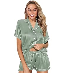 WJing Yi Jia Womens Pajama Sets XS-4XL Silk Satin