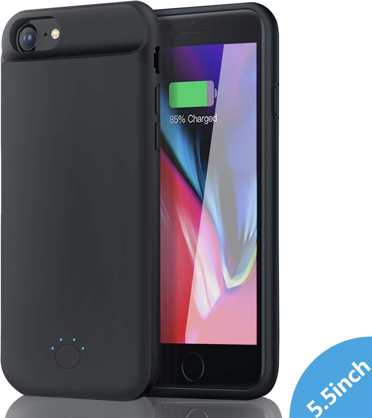 iPhone 8plus/7plus/6Splus/6plus Battery Case [7200mAh] Extended Slim Rechargeable Charger Battery Case Wireless External Battery Pack Porta (5.5inch Plus)