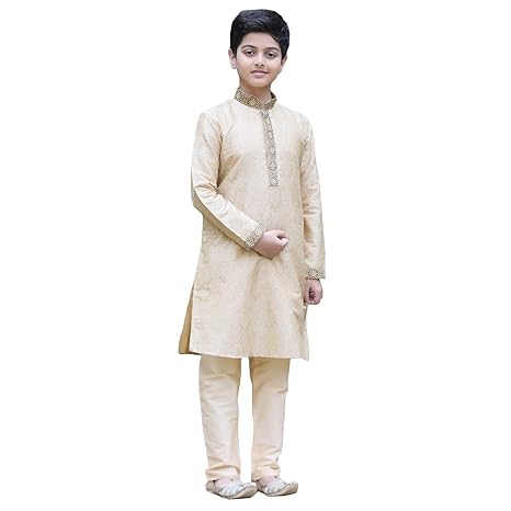 Elegant Self Design Kurta and Churidar Set For Boys