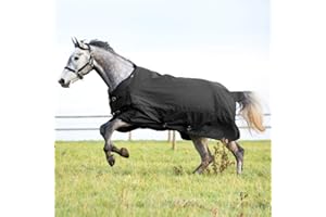 HORZE Nevada Medium Weight 1200D Waterproof Horse Turnout Blanket (200g Fill) - Black - 75 in