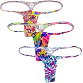 Men Minimal Coverage Posing G-string Thong Slim Shallow Pouch Swim Tangas | Micro String Thong,Silky-Soft &amp; Skin-Friendly,4-Way Stretch Fit,Doubles as Swimwear,Up to 400 flower patterns for choose