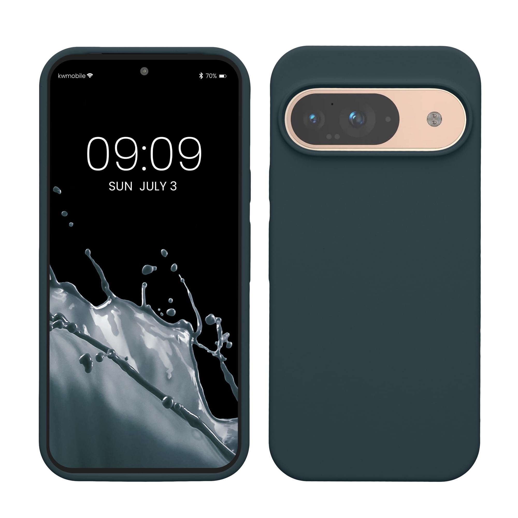 kwmobile Case Compatible with Google Pixel 9 Case - Soft Cover Compatible with Google Pixel 9 Pro Cover - Wireless Charging Dark Slate — image 1