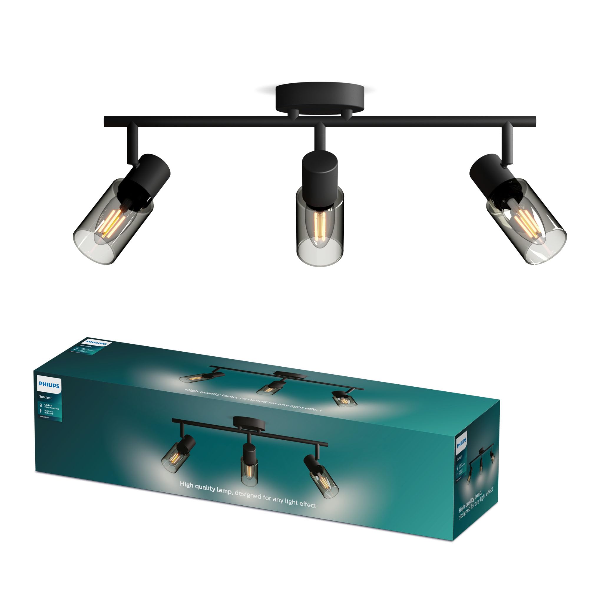 PHILIPS Palms Spot 3-Head, E14 not Included, Black, IP20