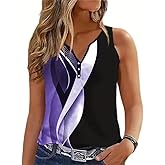 Tank Tops for Women Summer Tops Casual Button Down Shirts Loose Fit V Neck Sleeveless T Shirts