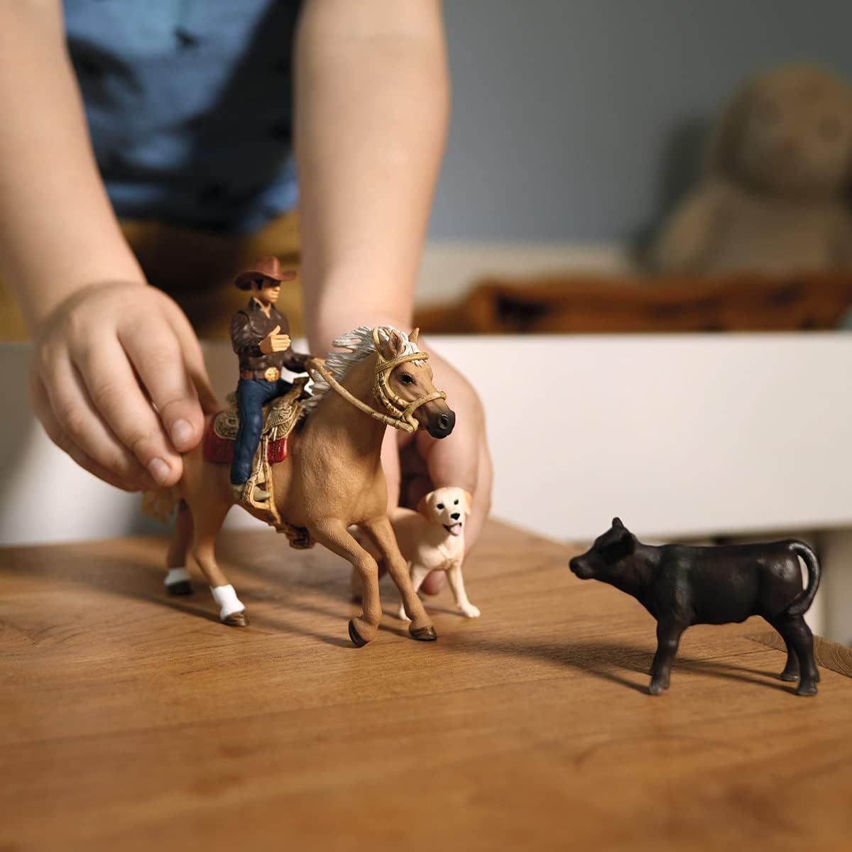 Schleich Farm World - 6PC Rodeo Calf Adventure Playset - Cowboy Rider Figurine with Horse Figure, Cow and Dog - Realistic Western Rodeo Farm Toys and Accessories - Kids and Toddlers Ages 3+ | 42578