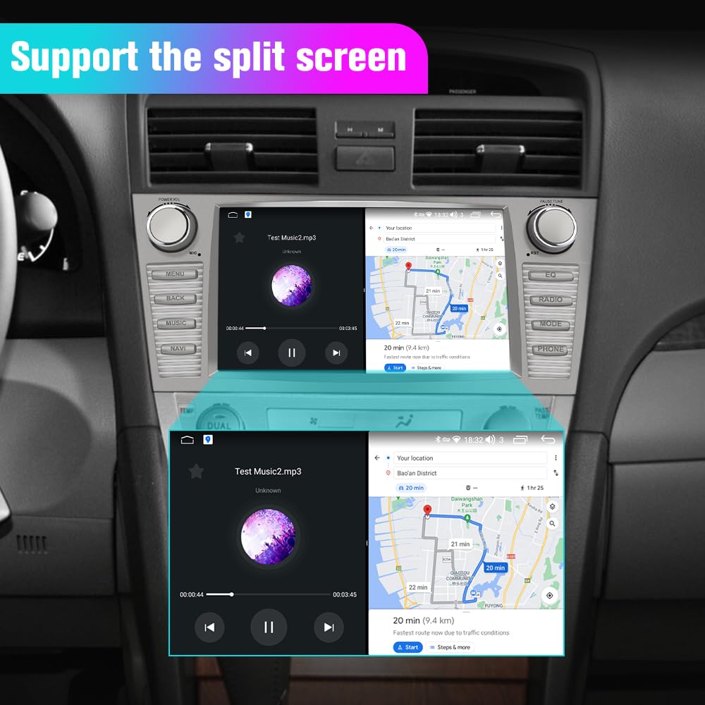 Car Radio Andriod 13 Compatible for Toyota Camry 2007-2011, 7 inch Touch Screen 2GB+32GB Head Unit with Wireless CarPlay Android auto Bluetooth WiFi SWC GPS Reverse Camera