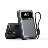 MOKiN 3-in-1 Power Bank,10000mAh 40W Portable Charger with Foldable Plug,Built-in USB-C Cable &amp; LCD Display,Travel Essential Phone Fast Charging Battery Pack,for iPhone 17/16,Samsung etc