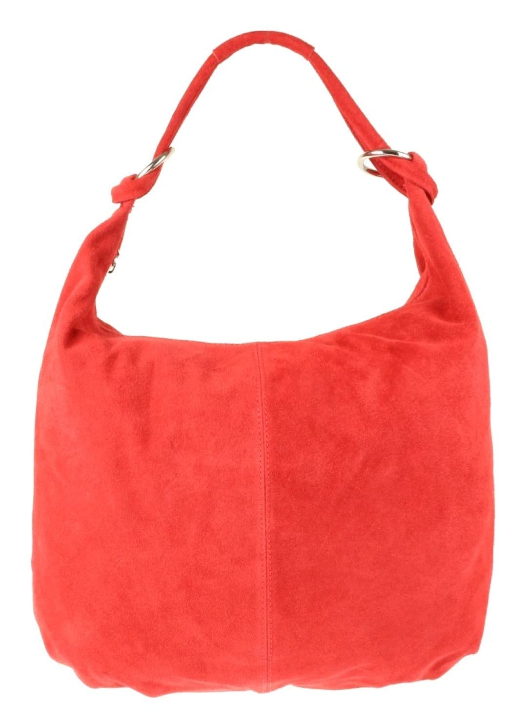 Girly HandBags Hobo Italian Suede Leather Shoulder Bag - Red(Size: W 44, H 34 cm (W 17, H 13.5 inches)-variable depth)