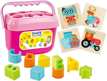 Amazon Joygrow 形合わせおもちゃ はめ込みおもちゃ はじめてのブロック 木製パズル 幼児 形合わせボックス モンテッソーリ 早期教育 知育玩具 おもちゃ 可愛い動物 カラフル 赤ちゃん 子供 プレゼント クリスマスギフト はめこみ 形合わせ おもちゃ