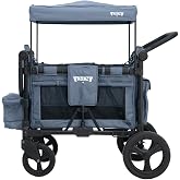 Keenz MOOV 2-Passenger All-Terrain Stroller Wagon with Reclining Seats, Cooler Bin, Push/Pull Handle, and Rubber Wheels &ndash; Foldable Wagon for Kids and Toddlers,Blue