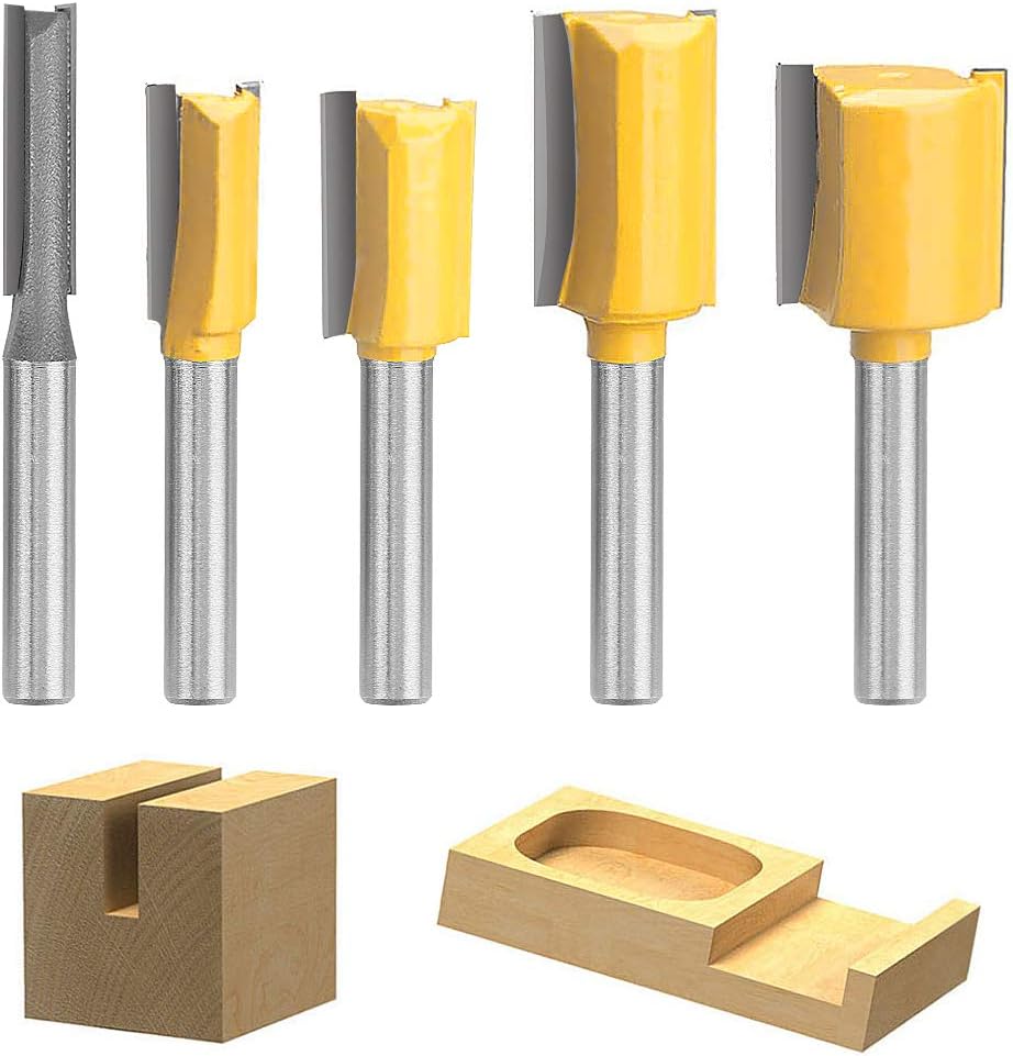 Router Bit Set 1/4 inch Straight Router Bit 5pcs Double Flute