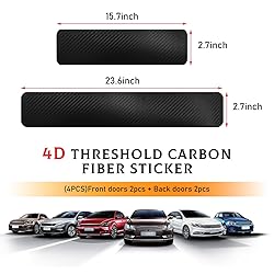 Yourkar 4 PCS Car Door Sill Protector, 4D Carbon