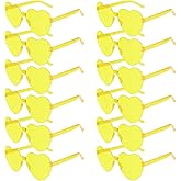 PLULON Heart Sunglasses for Women 5/12/25 Pcs, Heart Glasses Valentine Day Rimless Shaped Candy Color Fun Glasses Party Favor