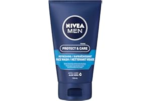 NIVEA MEN Protect & Care Refreshing Face Wash, Men’s Face Cleanser with Pro-Vitamin B5 & Aloe Vera, Moisturizing Men's Face W