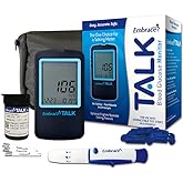 Embrace Talk Diabetes Testing Kit &ndash; Embrace Talk Blood Glucose Meter, 50 Blood Test Strips, 1 Lancing Device, 30 Gauge Lancets-50 Count and Carrying Case