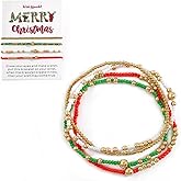 Bohxantium Christmas Bracelets Stocking Stuffers for Women Red Green Gold beaded Ball Stackable Bracelets Stack Party Favors Festival Costume Accessories Jewelry Xmas Christmas Gifts for Women