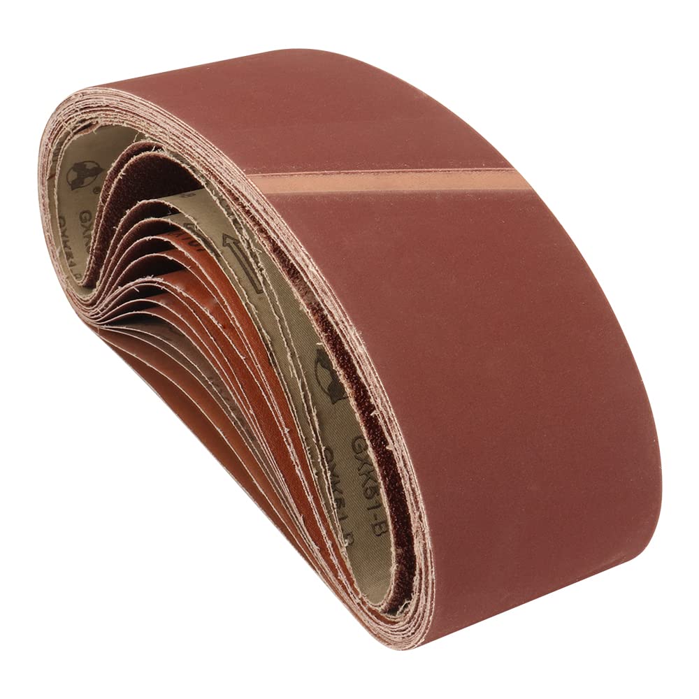 SI FANG Sanding Belts 75mm x 533mm Abrasive Belt Sander Sanding Belt Assorted Mix Set (60 80 120 180 240 400 Grits) for Portable Bench Belt Sander, Wood & Metal Polishing (12Pcs)