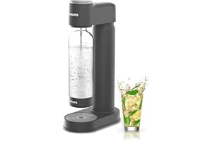 Philips Sparkling Water Maker Soda Maker Machine for Home Carbonating with BPA free PET 1L Carbonating Bottle, Compatible with Any Screw-in 60L CO2 Exchange Carbonator(NOT Included), Grey Plastic