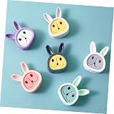 MAGICLULU 6pcs Cartoon Rabbit Push Towel Hooks - No Drilling, Mixed Colors view 2