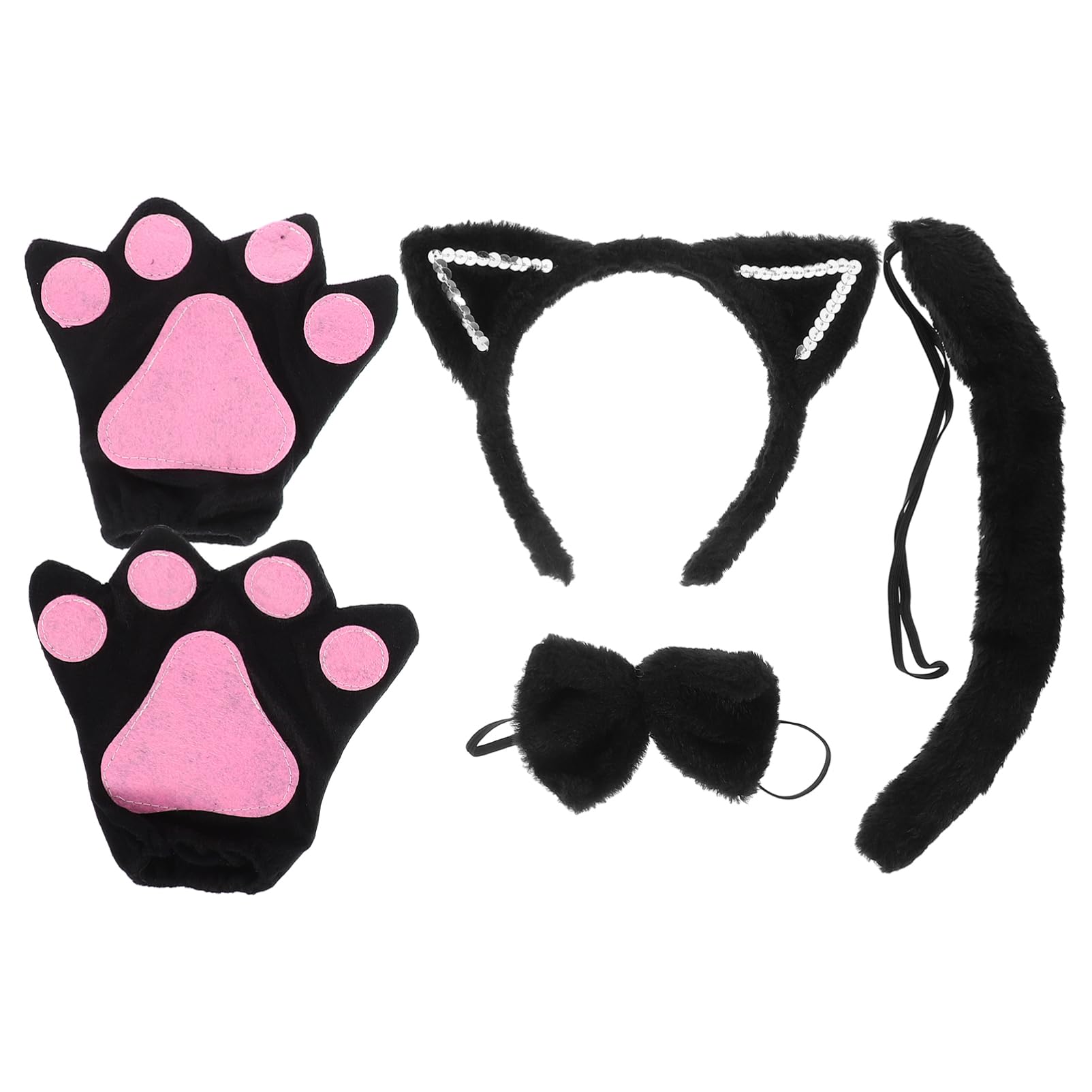 JOINPAYA Cat Ear Headband Lightweight Plush Costume Accessory for Halloween Cosplay Parties Dress up for Kids and Adults Animal Costume Set