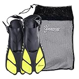 Seavenger Snorkeling Swim Fins with Bag (Yellow, L/XL (Size 9 to 13))