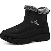 SHIBEVER Winter Boots for Women Snow: Fur Lined Warm Ankle Boots - Adjustable Water Resistant Outdoor Zipper Snow Shoes