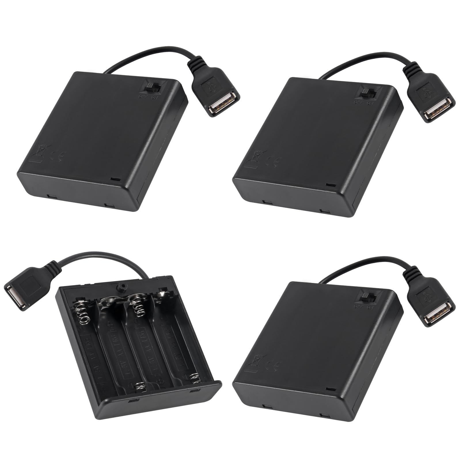 Socket Battery 4 JUZITAO 4PCS 4 AA Battery Holder USB Female Socket 4 AA Battery Case ...