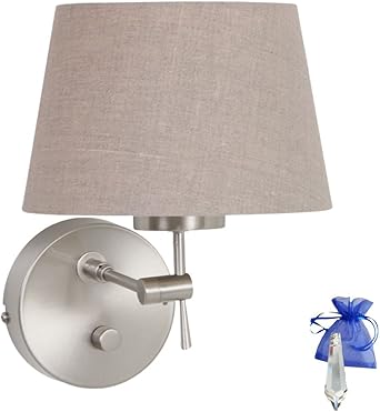Wandleuchte Mit Schirm Leinen Stahl Geburstet Silbermatt Fassung E27 1 Flg Wandlampe Modern Fur Led Und Gluhlampe 230v Mit Dimmer Giveaway Amazon De Beleuchtung